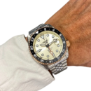Seiko 5 GMT Sport Asia Exclusive Limited Edition Off White Dial Silver Steel Strap Watch for Men - SSK046K1